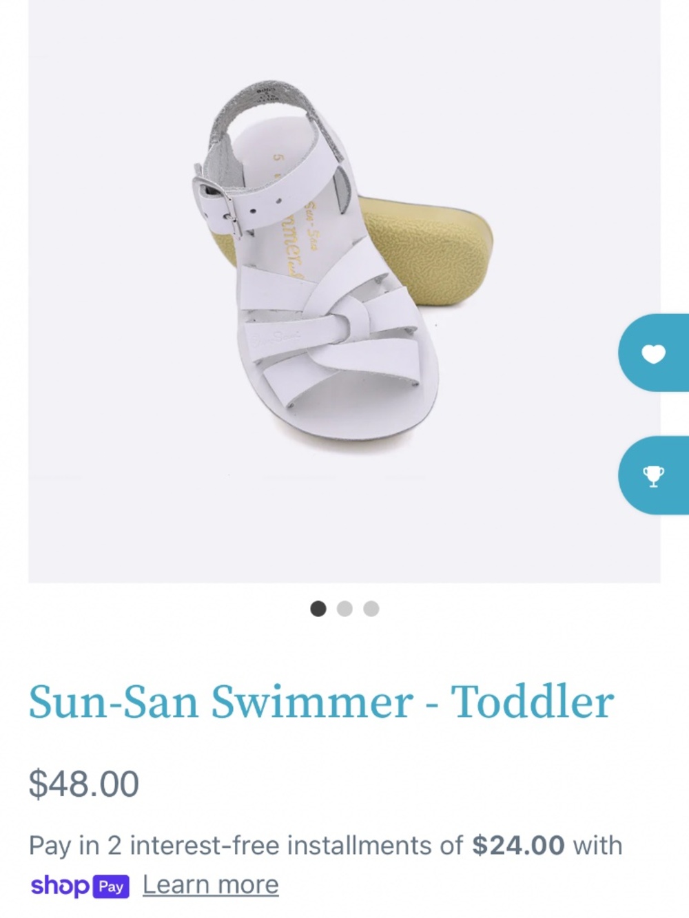Sun-San leather sandals, size 5 toddler